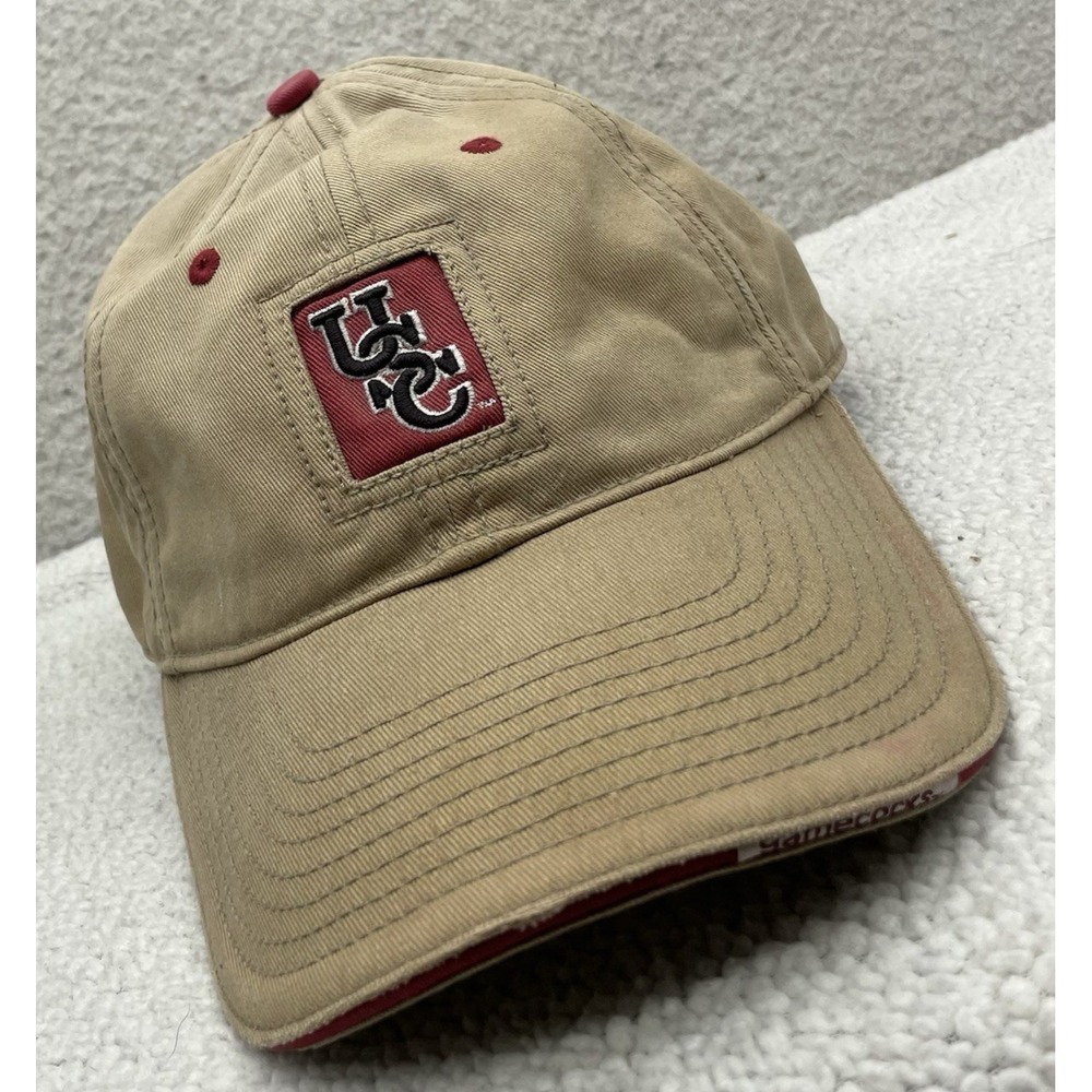The Game USC Gamecocks Baseball Hat Mens Strapback Beige Tan SEC Dad Cap